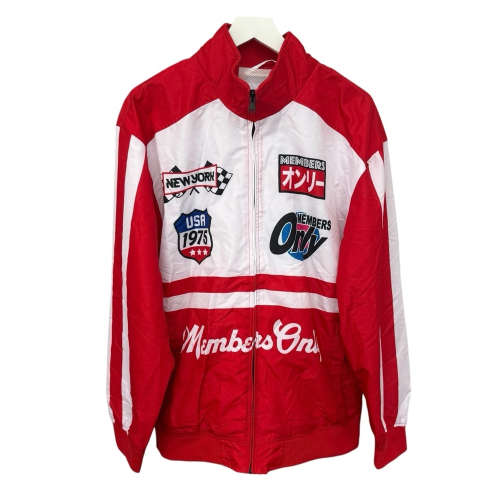 NWT Members Only Racing Team Red Zip Windbreaker Jacket Men’s Size Large